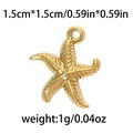 Golden 304 stainless steel starfish charm for DIY jewelry making 1.5cm pendant - TP0450-02 Gold 1.5x1.5cm