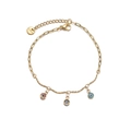 14K gold plated stainless steel beaded tassel bracelet with colorful evil eye charms - Three-Color Evil Eye Style (B902)