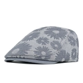 Graue Baskenmütze aus Denim mit Gänseblümchen-Jacquard und Blumenmuster - Grau