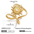Makroaufnahme von 18k vergoldetem Sonnenring mit funkelndem Stein und Wellenband - Sternenexplosion-Umwickelter-Stil (JDR0311122)