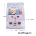 Macro view of 316L medical steel navel rings set with interchangeable acrylic balls - Belly Ring Set Type B