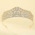 Elegante corona da sposa dorata con strass di cristallo per matrimoni e feste - Oro