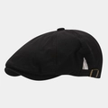 Detalle de gorra newsboy de algodón con hebilla metálica ajustable en la parte trasera - Ajustable / Negro