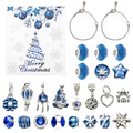 DIY Christmas Advent Calendar Bracelet Kit with Blue Crystal Charms and Silver Snake Chain - 419 Blue Jewelry Set