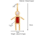 Pendentif garçon en laiton plaqué or 18K avec zircons rouges et blancs, taille 15x7mm - Garçon - Jan (Rouge)