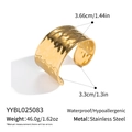 Detailed view of wide hammered texture cuff bracelet in waterproof 18K gold stainless steel - 304 Stainless Steel / Gold Wide Hammered Style (YYBL025083)