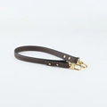 Brown lychee grain leather short shoulder strap with polished gold metal lobster clasps - 1.8cm Width Dark Grey