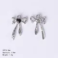 Silver bow heart pendant accessories for DIY necklaces, 24x14.5mm jewelry making - 84436 Black
