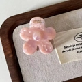 Pink marble acetate flower hair claw clip with France handmade engraving on wood - Pink Flower