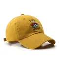 Washed cotton baseball cap in yellow with SURF WAVE embroidery and adjustable strap - Yellow
