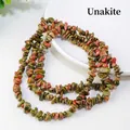 Polished natural Unakite stone beads in irregular chip shapes for DIY jewelry making - Unakite (Circumference Approx. 80cm)