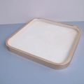Square beige jewelry display tray with rose gold metal frame for rings and necklaces - 29.5x29.5cm Empty Tray-Beige
