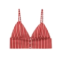 Top corto a righe rosse e bianche con spalline sottili e bottoni bianchi stile estivo - XS / Top a Righe Rosse