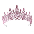 Elegant bridal crown with pink crystals and shimmering rhinestones on silver metal - Silver All Pink Rhinestone