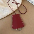 Vintage clochette bell leather key holder in dark red with white stitching details - 32# Necklace-Wine Red-Trapezoid