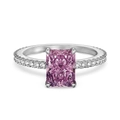 Elegant S925 sterling silver ring featuring a large rectangular pink ice flower zircon - US 5 / Silver Pink Zirconia