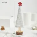 25cm weißer Wollfilz-Weihnachtsbaum mit rotem Stern und Naturbasis aus echtem Holz - Nr.4 Weißer Konischer Baum