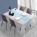 Waterproof PEVA checkered tablecloth with summer ice cream pattern in white and grey - Ice Cream