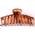 Large 13cm amber hair claw clip with glossy finish and anti-slip teeth for thick hair - Glossy Transparent Dark Brown