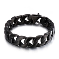 Matzwarte roestvrijstalen Cubaanse schakelarmband voor heren met vouwsluiting-detail - Mat Zwart (KB29217-D)