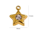 Gold 14K stainless steel star pendant with crystal, 11x9mm size measurement view - White Zirconia