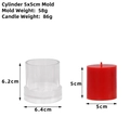 Clear acrylic cylinder candle mold with removable base for DIY candle making - Cylinder 5x5cm