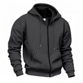 Dark charcoal grey men's zip-up hoodie with fleece lining and multi-pocket design - Dark Heather Grey