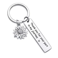 Stainless steel sunflower keychain with engraved Thank you for your part in my journey charm - Thank you for your part in my journey