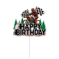 Motorcycle motocross cake topper with Happy Birthday text and red dirt bike rider - Birthday Large Cake Topper (Y-00571-4)