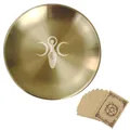 Ciotola rituale in ottone con incisione Tripla Luna e set di carte tarocchi pentacolo - Dea (Include 12 Carte) / 14cm