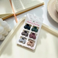 6-piece set of matte mini butterfly hair claws in muted colors on a display card - Bowknot A 2.6cm