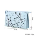 Detail view of small blue marble PU cosmetic bag with size 24x7x16cm and weight 100g - X-152 Briefcase Style Storage Blue