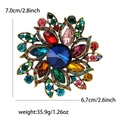 Vintage bronze flower brooch with blue crystal and colorful rhinestones for women - Rainbow