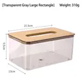 Nordic rectangular large tissue box in transparent gray plastic with wooden lid - Large / Transparent Gray