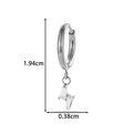 Titanium hoop earring with silver finish featuring a vertical zircon drop pendant - Rectangle Pendant (T2595-4#Silver)