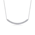 Macro shot of silver S925 necklace with a curved marquise pendant pavé set with zircons - Curved Smile Style (N13277) + GRA Certificate