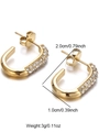 Detailed view of gold C-shaped earrings with rhinestones measuring 2.0cm by 1.0cm - Gold U-shaped Rhinestone