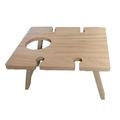 Portable square wooden folding wine table with bottle holder and four wine glass slots - Square