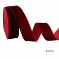 Single-sided velvet ribbon in burgundy color with 25mm width for DIY hair bows - 25mm / Size 10 / Dark Red-240#