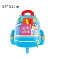 Blue schoolbag foil balloon with stationery patterns and School is Cool print for decor - Blue Backpack Shape Style Three