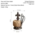European vintage cast iron fleur-de-lis twine holder set with scissors and jute rope - Spear Tip Rope Reel (8884)