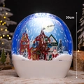 30cm Christmas snow globe with ferris wheel, Santa Claus and interior LED lighting - Snowing Pebble Lamp White