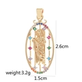 Gold-tone religious pendant with multicolored cubic zirconia crystals 2.6cm x 1.5cm - Colorful Zirconia Long Oval Virgin Mary D2012JC