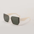 Gafas de sol cuadradas oversize blanco marfil con lentes verde oscuro - Montura Blanco Arroz Lentes Verde Oscuro