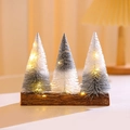 Miniatur-Zweifarben-Glitzer-Weihnachtsbäume auf Holzsockel mit warmen LED-Lichtern - Silberweiß Zweifarbig (Ohne Licht)