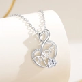 Eleganter S925 Sterlingsilber Mom Herzanhänger Halskette mit glänzenden Zirkonsteinen - 925er Silber / Silber Weißer Strass