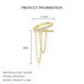 Golden S925 sterling silver double layer tassel chain stud earrings with cubic zirconia - Single Triple-Chain Tassel Ear Cuff / Gold