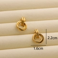 Polished 18K gold titanium steel triple interlocking geometric earrings, 2.2cm height - R202 Double Layer Rings / Gold