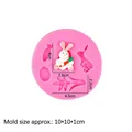 Pink silicone mold with rabbits, eggs, and flowers for DIY fondant and clay crafts - #5 Easter Multi-pattern Mix / Pink