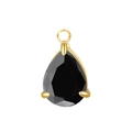 Pear-shaped black zircon drop pendant in gold-plated stainless steel setting - Steel Color Setting / 14 Black (Zirconia)